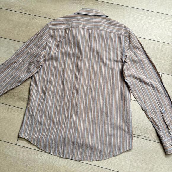 John Lennon Signature Striped Button-Up Shirt Mens L Multicolor Cotton Head Logo - Picture 6 of 9